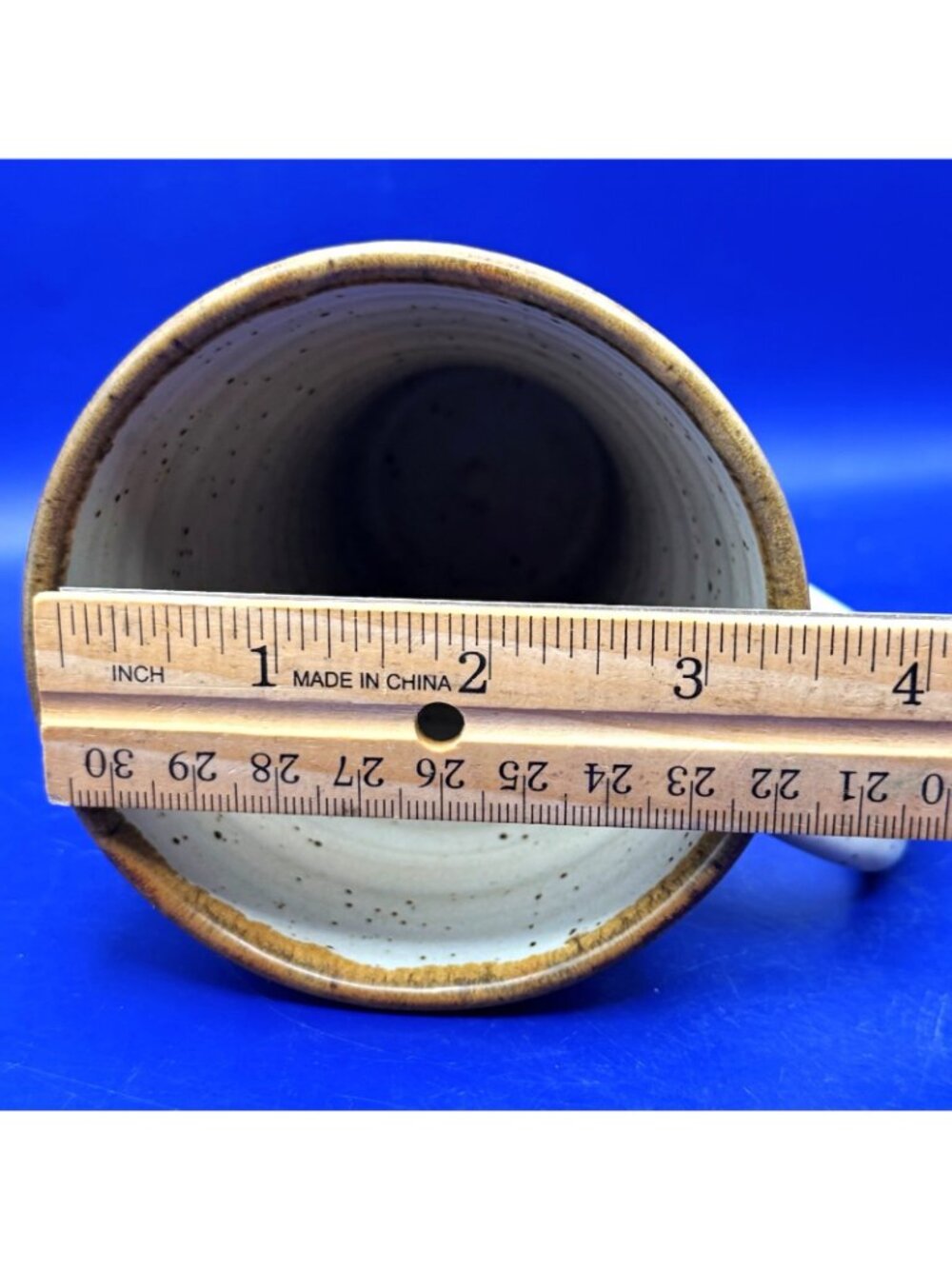 Handmade Studio Pottery Rustic Boho Dragonfly Mug Stoneware 12 oz Signed Set 2 - Picture 4 of 13